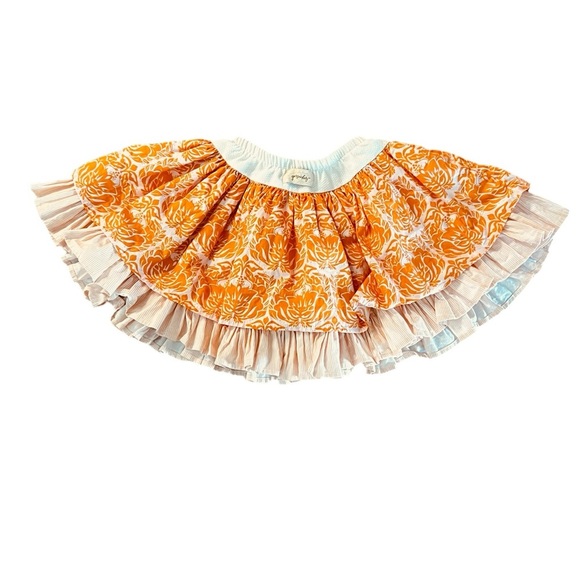 Persnickety Other - Persnickety Pink and Orange Cotton Ruffled Twirly Skirt Girls Size 6